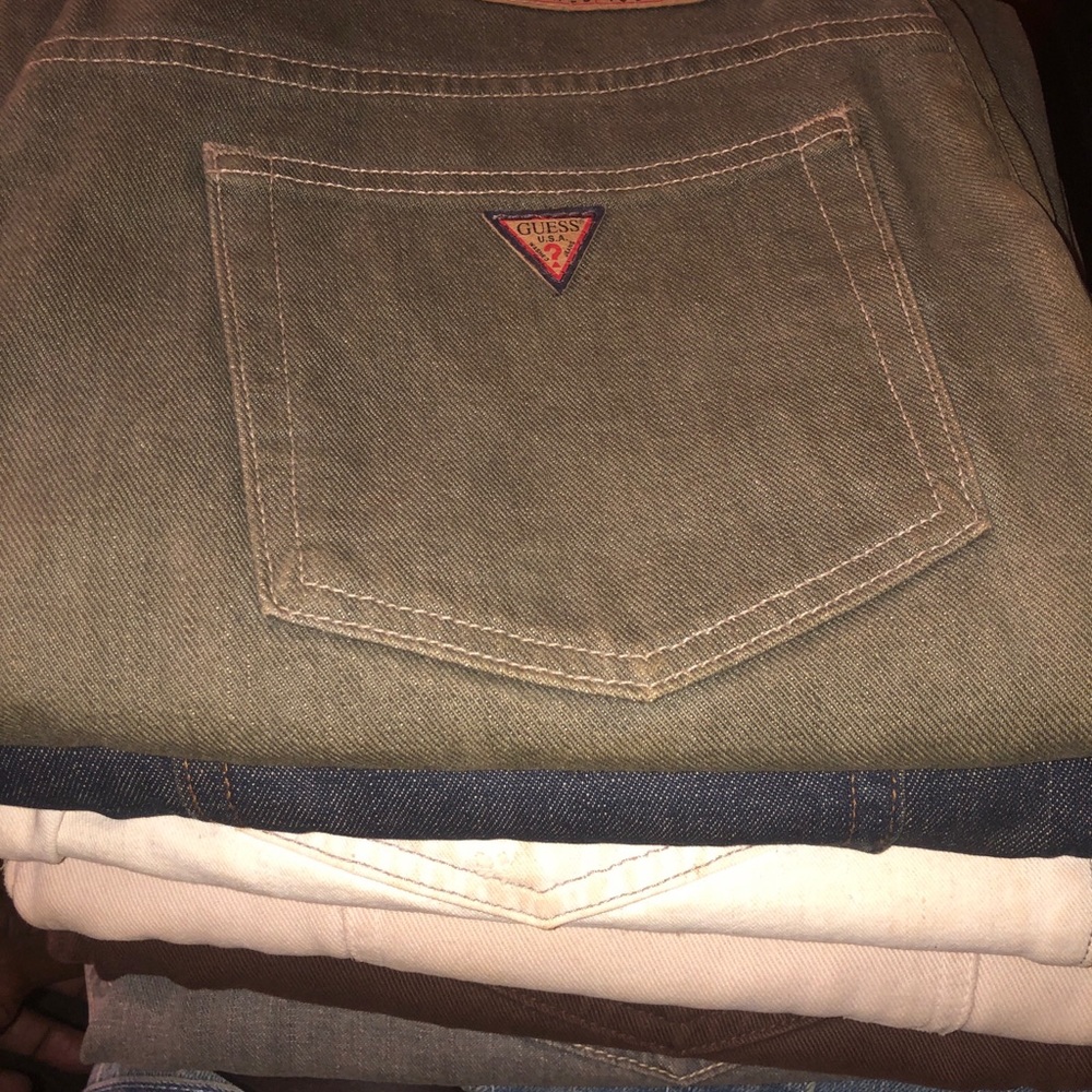 GUESS VINTAGE JEANS 6 PAIRS OF AUTHENTIC WEAR DIFFERENT COLORS